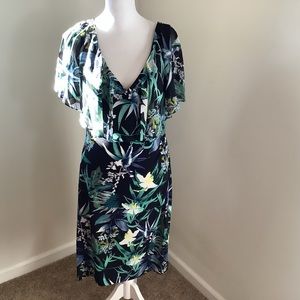 Connected Apparel black floral dress, size 10